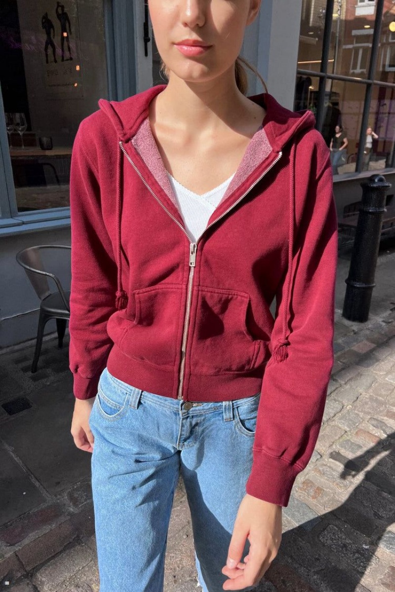 Sweat a Capuche Brandy Melville Christy Bordeaux | TYQ-27176355